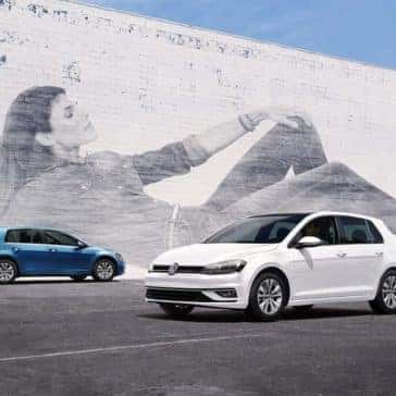 2018 Volkswagen Golf in front of mural