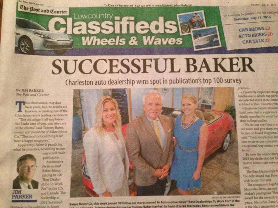 Post and Courier Features Baker Motor Company for 100 Best Dealerships