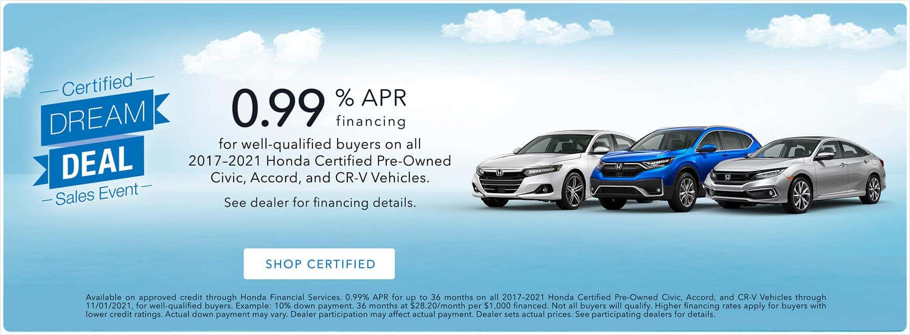 Honda Certified Dream Deal Sales Event
