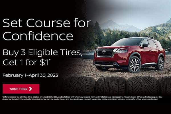 Buy 3 Tires, Get 1 for $1, click to Shop Tires
