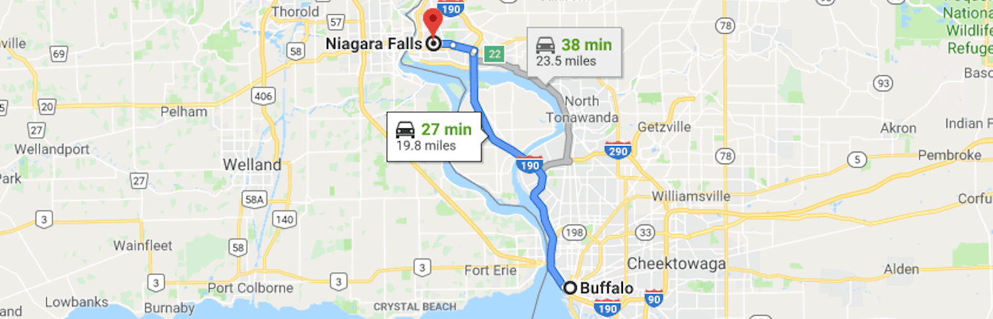 Eller enten Skylight Barn Directions from Buffalo to Niagara Falls, NY | Car, Bus, Bike | Trip Length