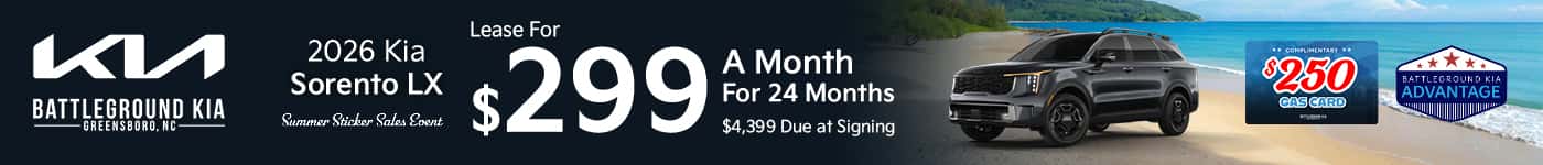 Lease a New 2026 Kia Sorento for $299 a Month for 24 Months