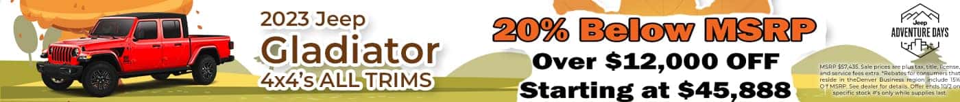 jeep gladiator 15% below msrp sale