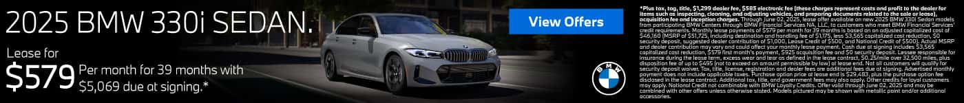 2025 BMW 330i SEDAN. $579 a month for 39 Months* $5,069 due at signing