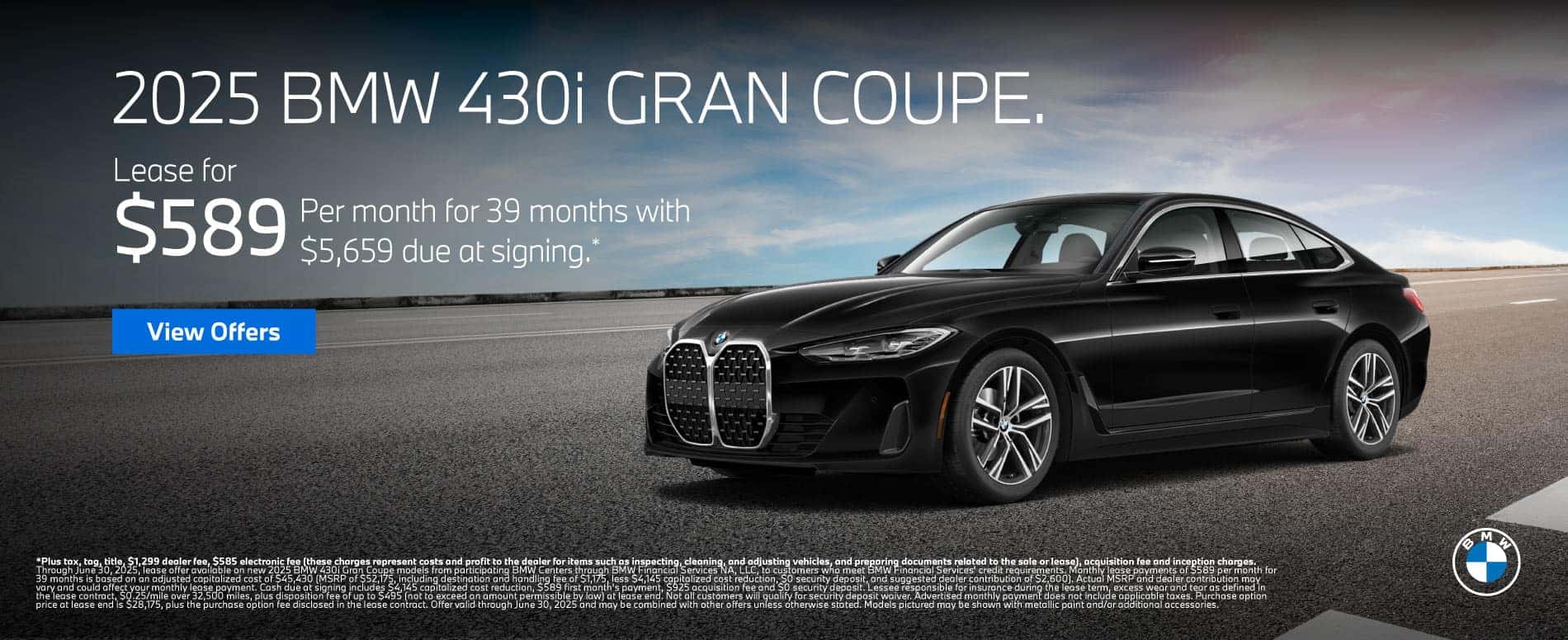 2025 BMW 430i Gran Coupe "$589 a month for 39 Months* $5,659 due at signing"