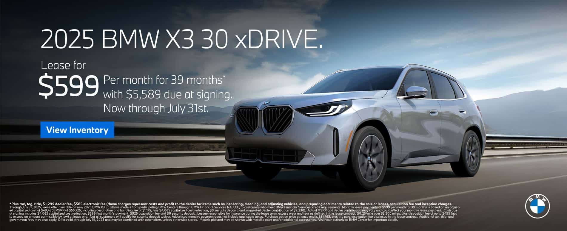 2025 BMW X3 30 xDrive - $599 per month - View Inventory