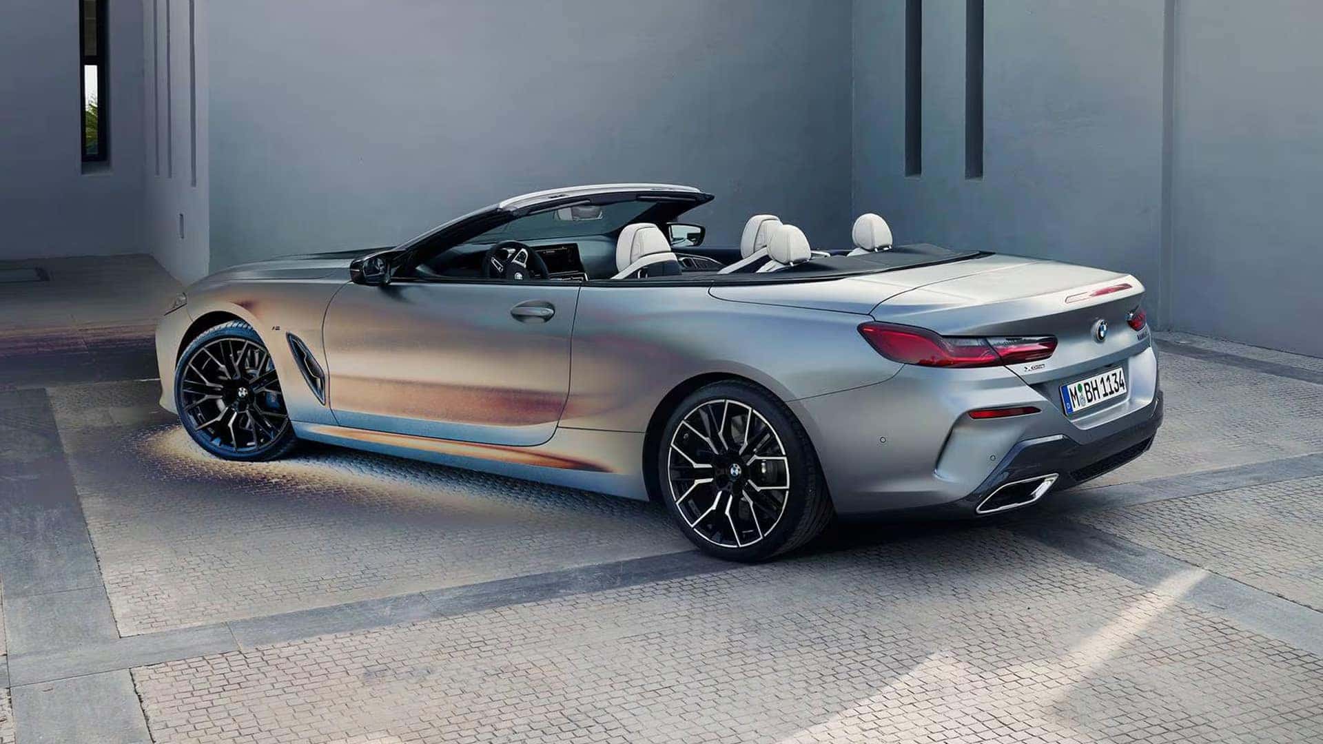 Back View of 2025 BMW 8 Series Convertible in Garage