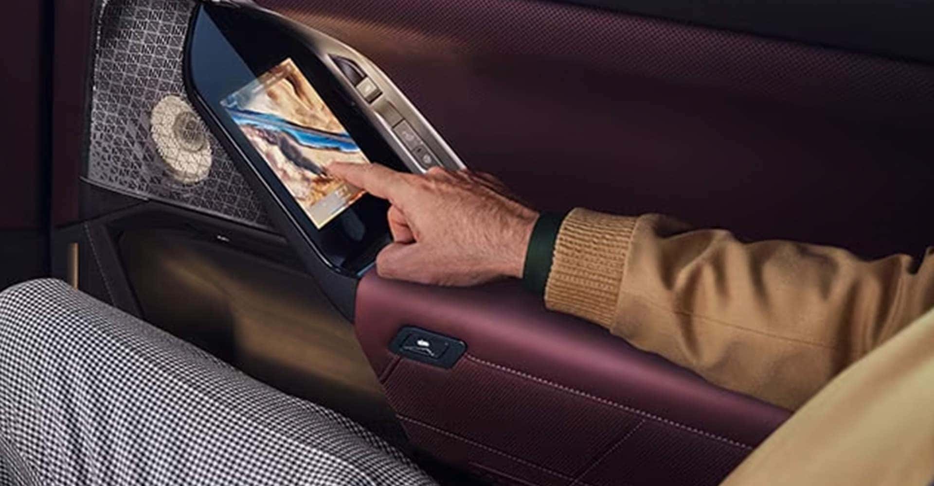 Man touching door handle screen