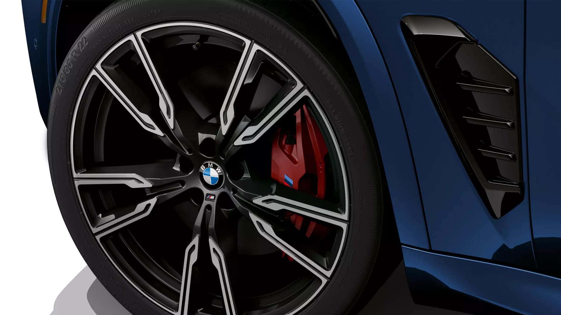 Close Up of Red Rims on 2025 BMW X5M