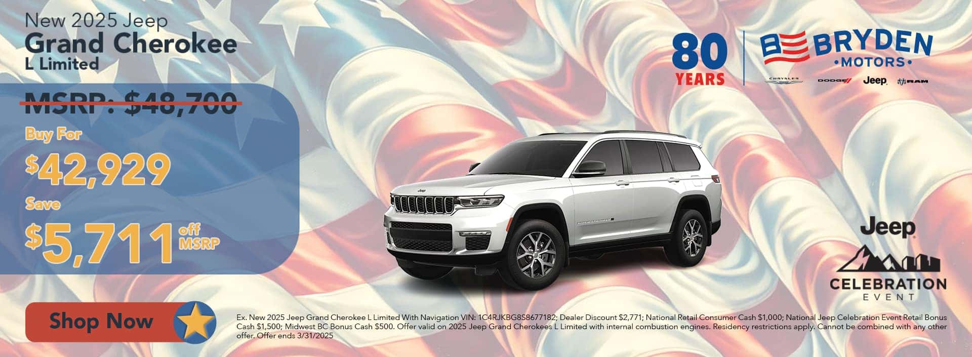 New 2025 Jeep Grand Cherokee L Limited Save $5,771 off MSRP