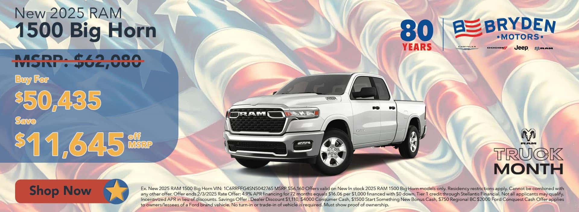 New 2025 New 2025 RAM 1500 BIG HORN Save $11,645 off MSRP