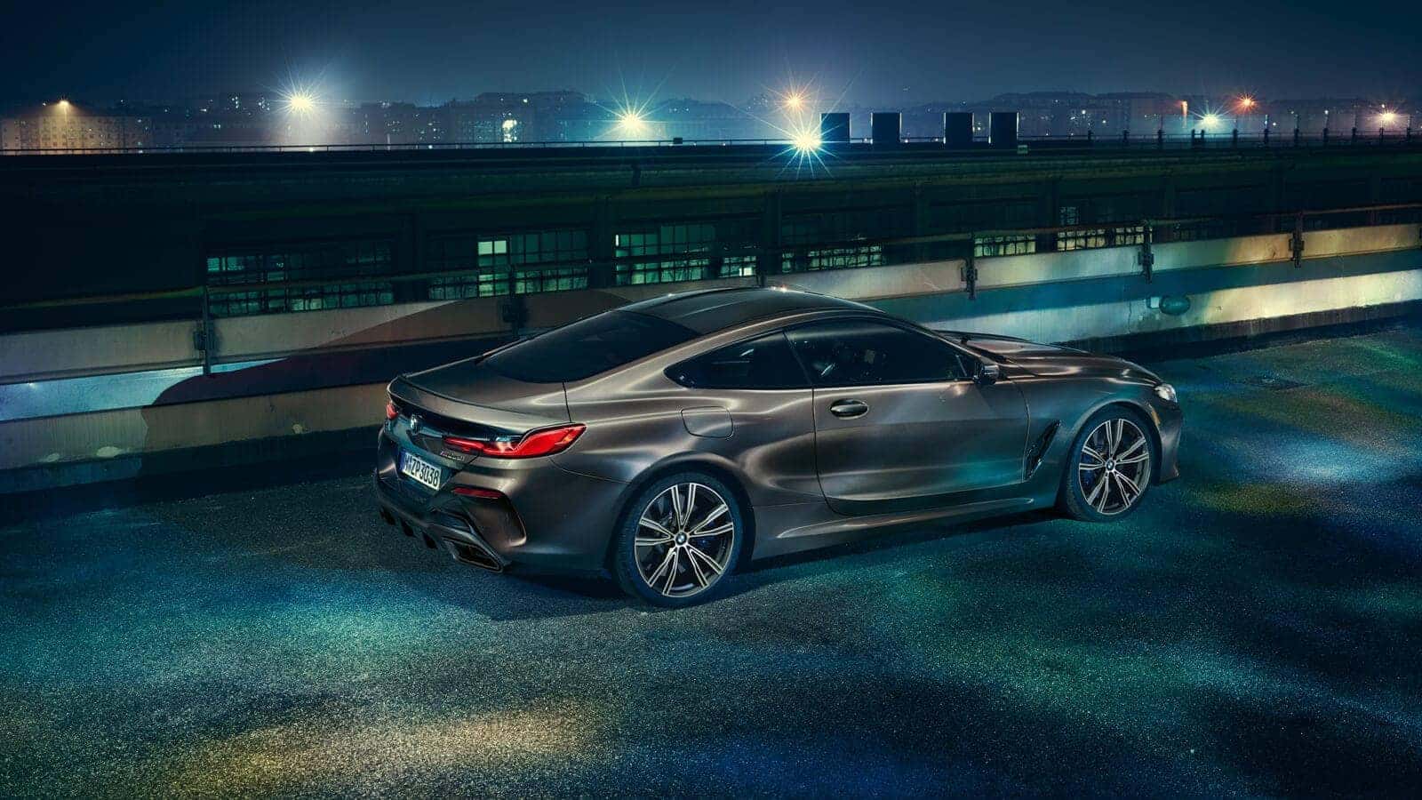2019 BMW 8 Series in city at night