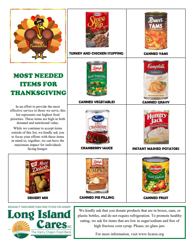 Thanksgiving Food Drive 2022 with Long Island Cares, Inc. | Competition ...