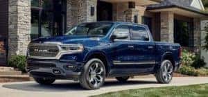 Blue 2023 Ram 1500 parked