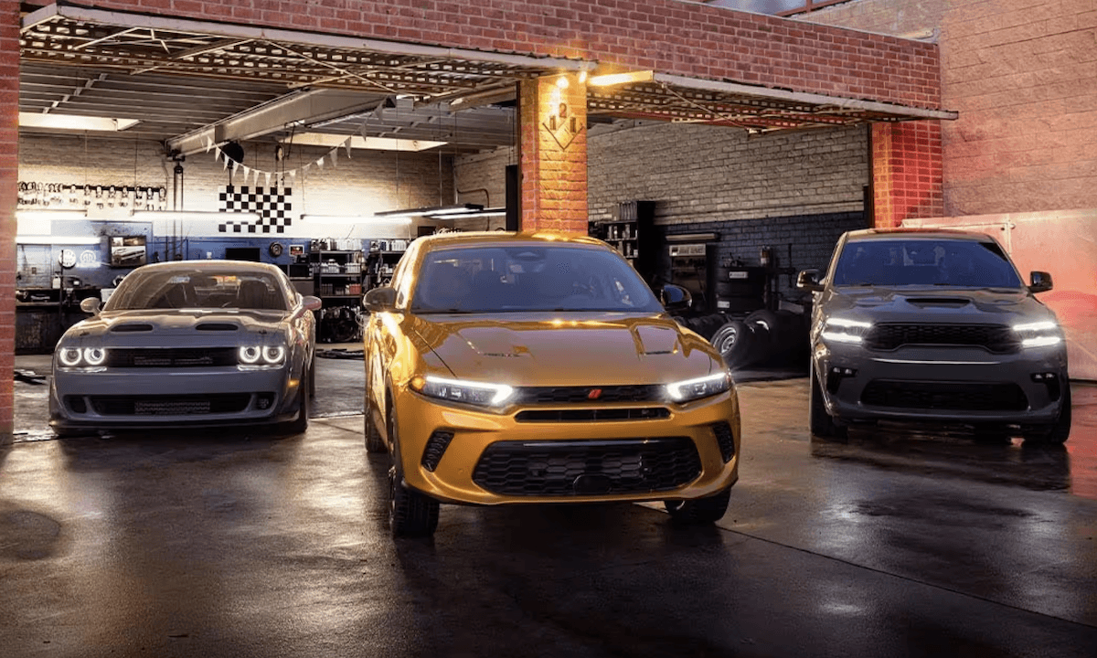 Three 2024 Dodge Hornet parked