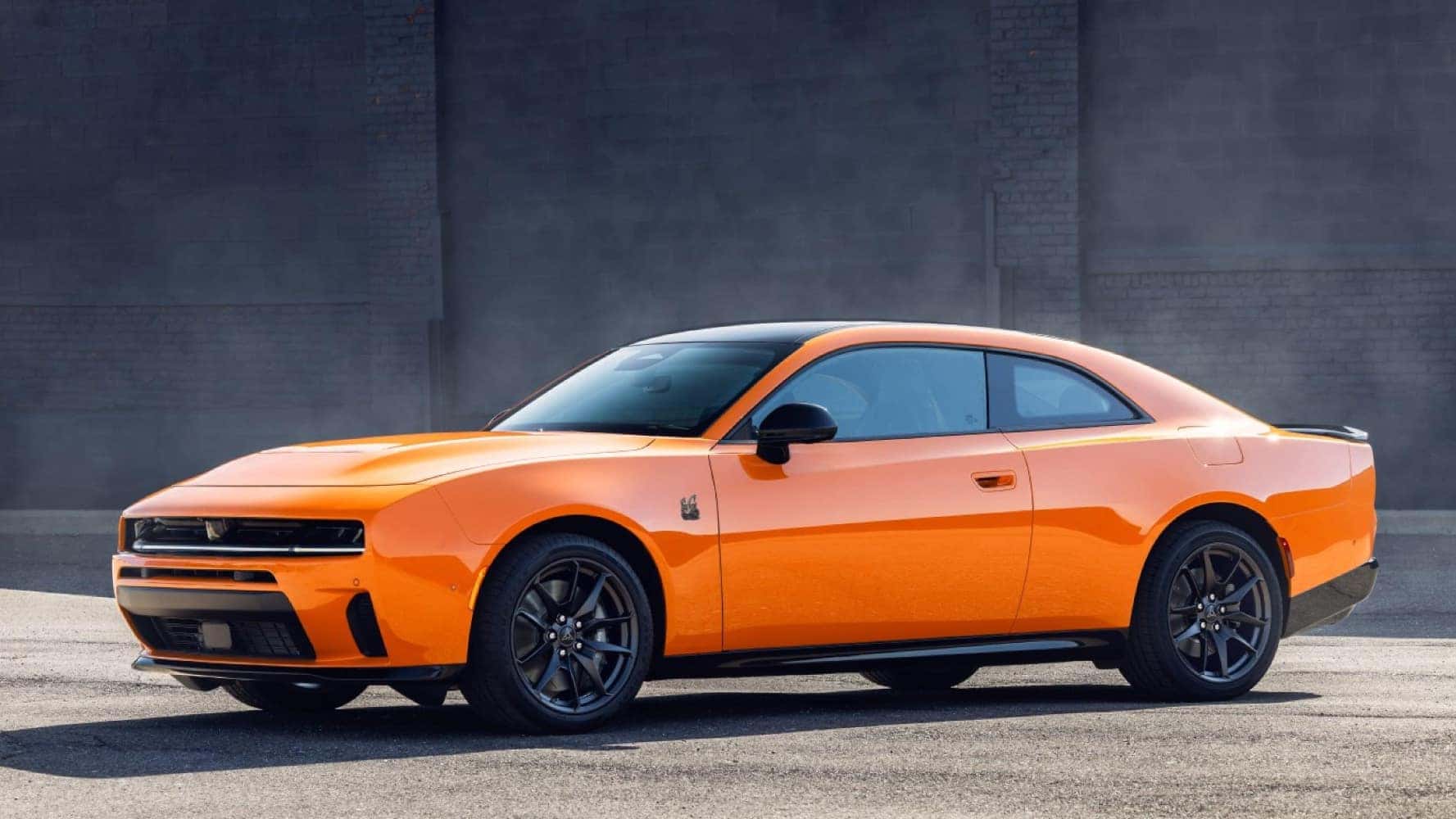 An orange Dodge Charger.