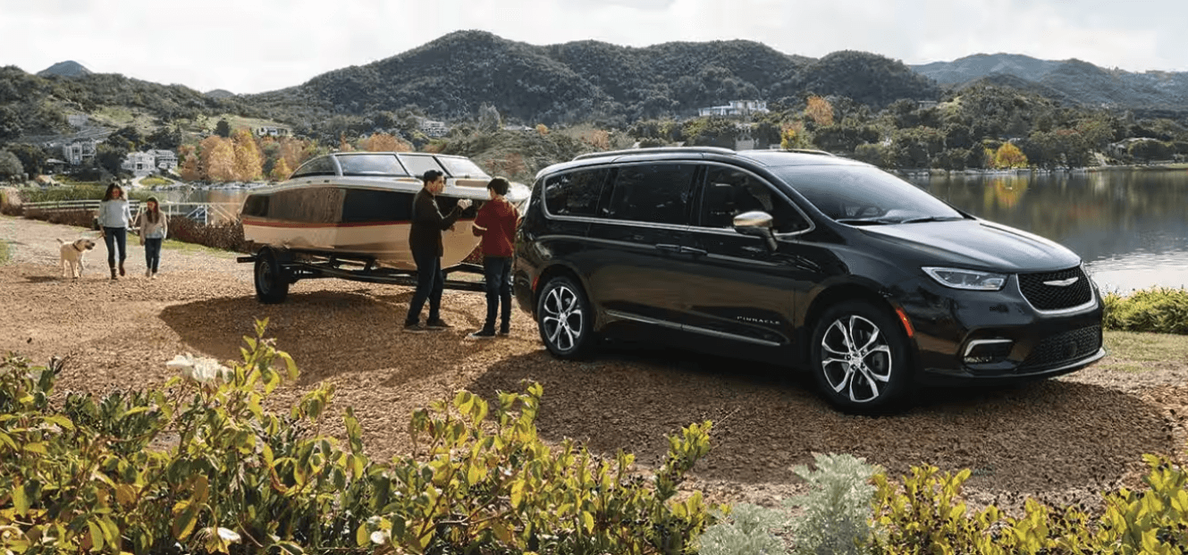chrysler van towing speed boat