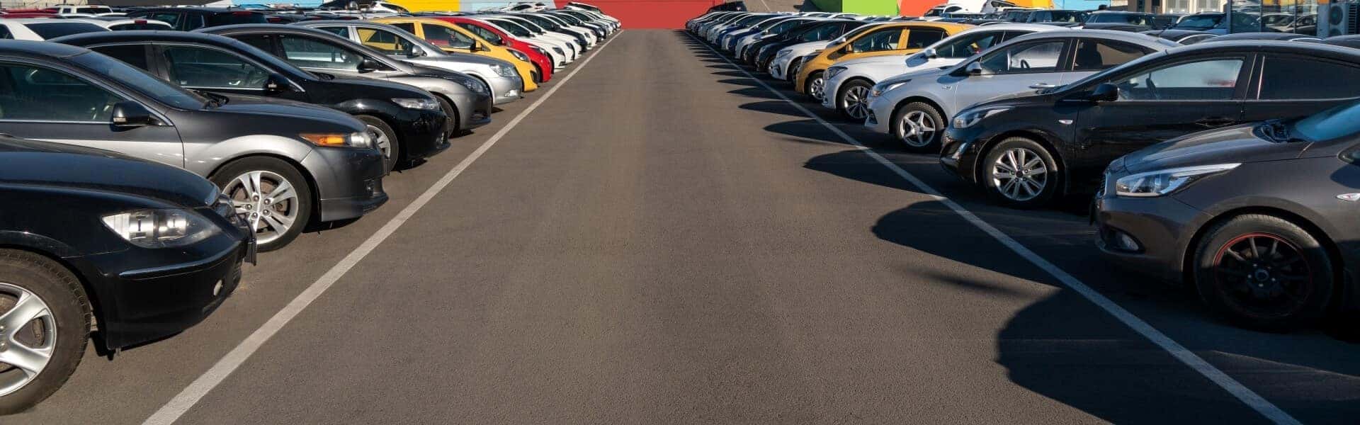 Used Vehicles Parked In A Dealership Lot