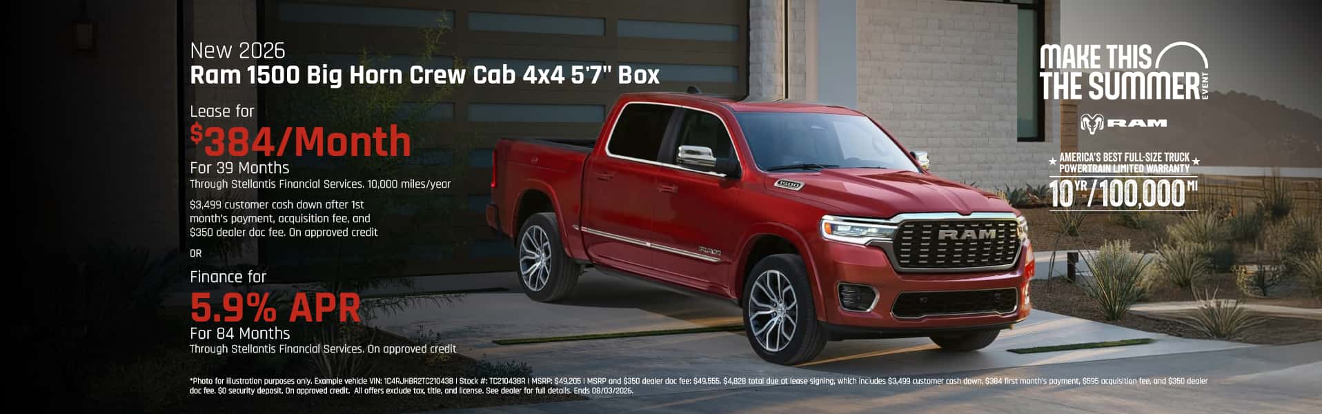 New 2026 Ram 1500 Big Horn Crew Cab 4X4 5'7' Box Offer