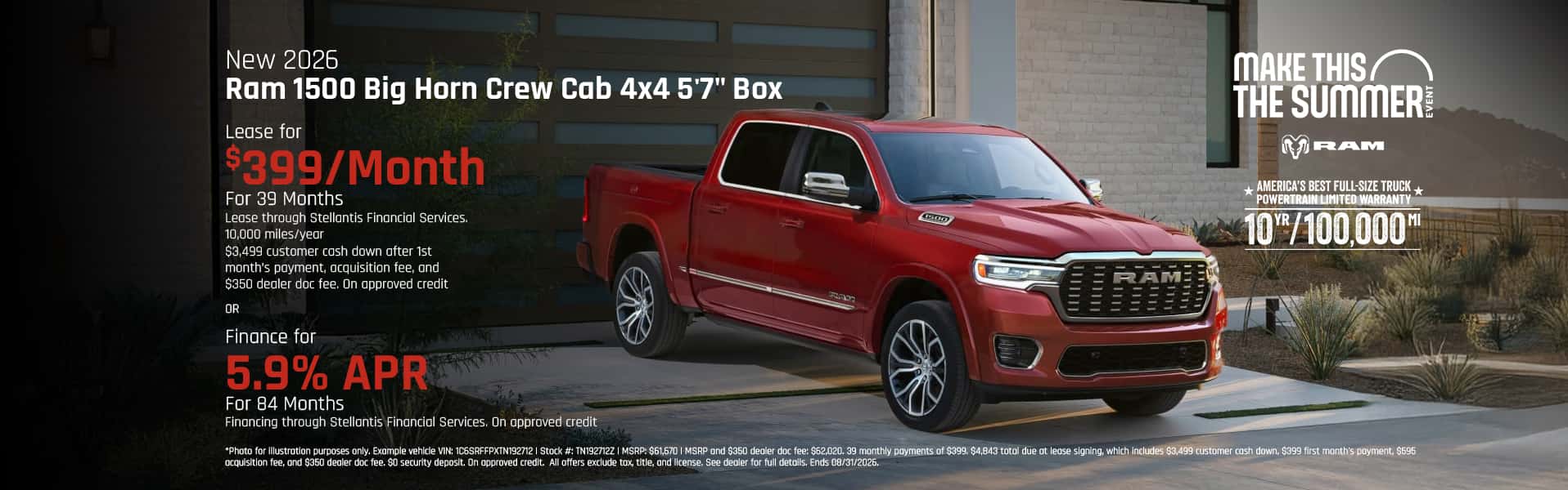 New 2026 Ram 1500 Big Horn Crew Cab 4X4 5'7' Box