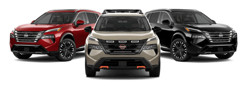 three nissan rogue cars