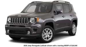A dark gray 2020 Jeep Renegade Latitude is angled left.