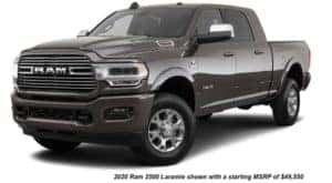 A brown 2020 Ram 2500 Laramie is angled left.