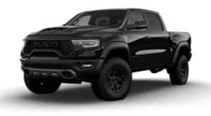 A black 2021 Ram 1500 TRX is angled left.