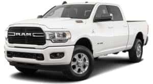 A white 2020 Ram 3500 Big Horn is angled left.