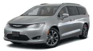 A silver 2021 Chrysler Pacifica is angled left.
