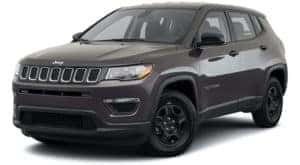 A dark grey 2021 Jeep Compass is angled left.