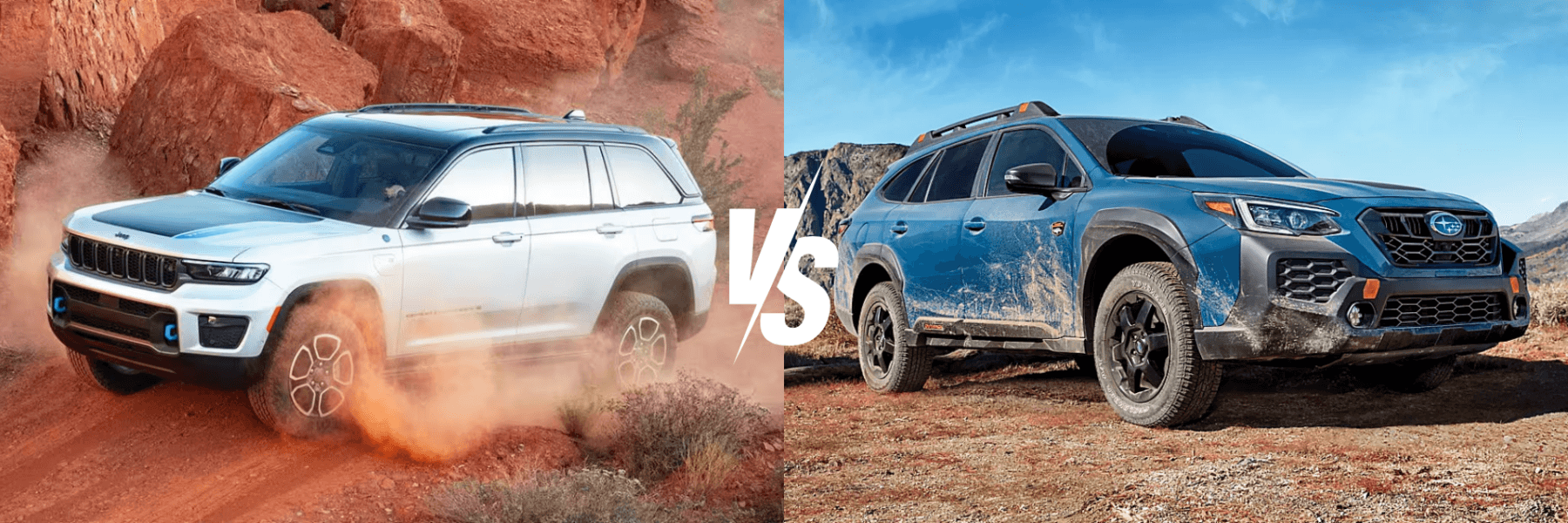 Jeep Grand Cherokee vs Subaru Outback comparison image showing both vehicles side by side