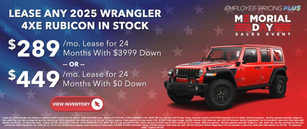 <center>2025 Wrangler 4xe Rubicon Lease</center>
