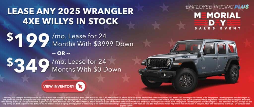 <center>2025 Wrangler 4xe Willys Lease</center>
