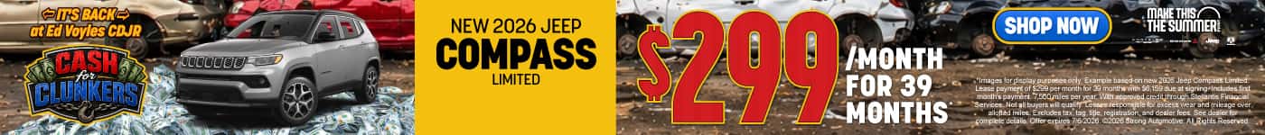 NEW 2026 JEEP COMPASS LIMITED LEASE FOR $299/MONTH FOR 39 MONTHS*