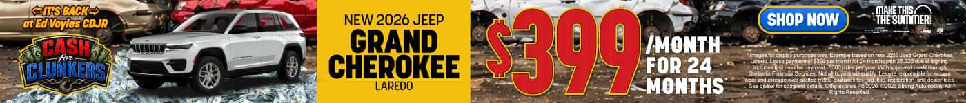 NEW 2026 JEEP GRAND CHEROKEE LAREDO LEASE FOR $399/MONTH FOR 24 MONTHS*