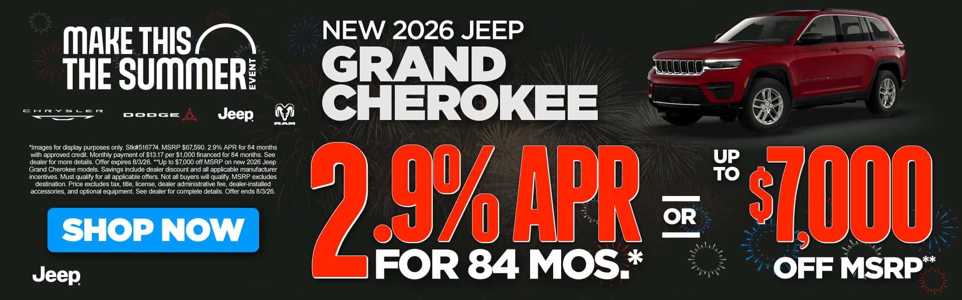 NEW 2026 Jeep Grand Cherokee "2.9% APR for 84 months* OR Up to $7,000 Off MSRP**"