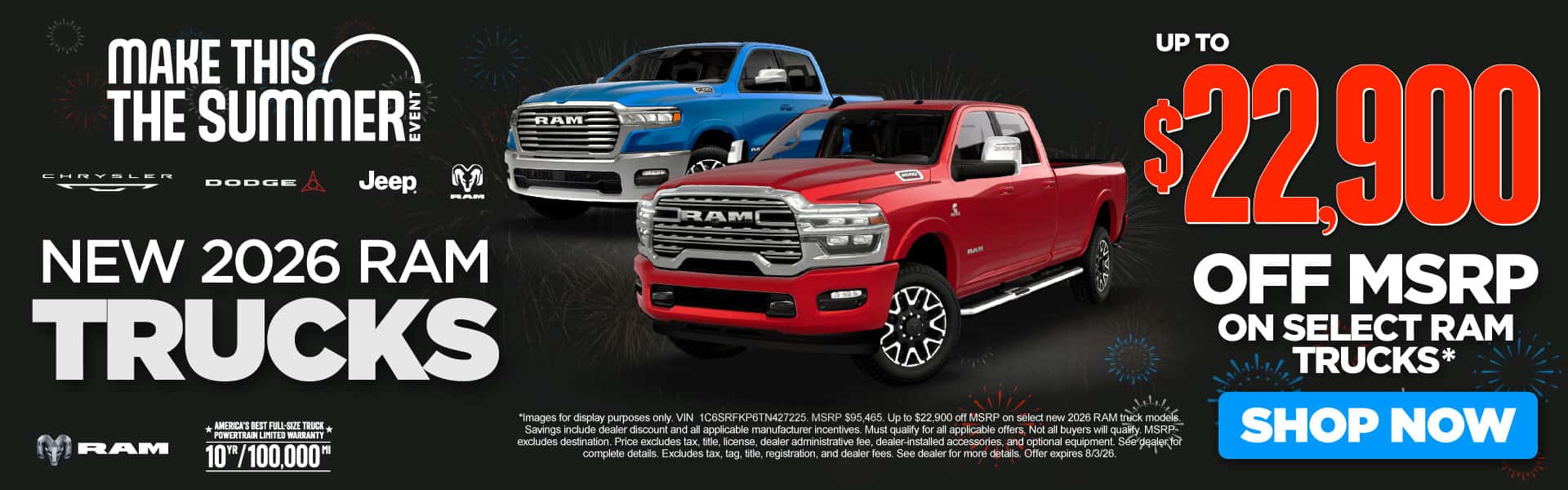 NEW 2026 RAM Trucks Up to $22,900 Off MSRP on select RAM Trucks*