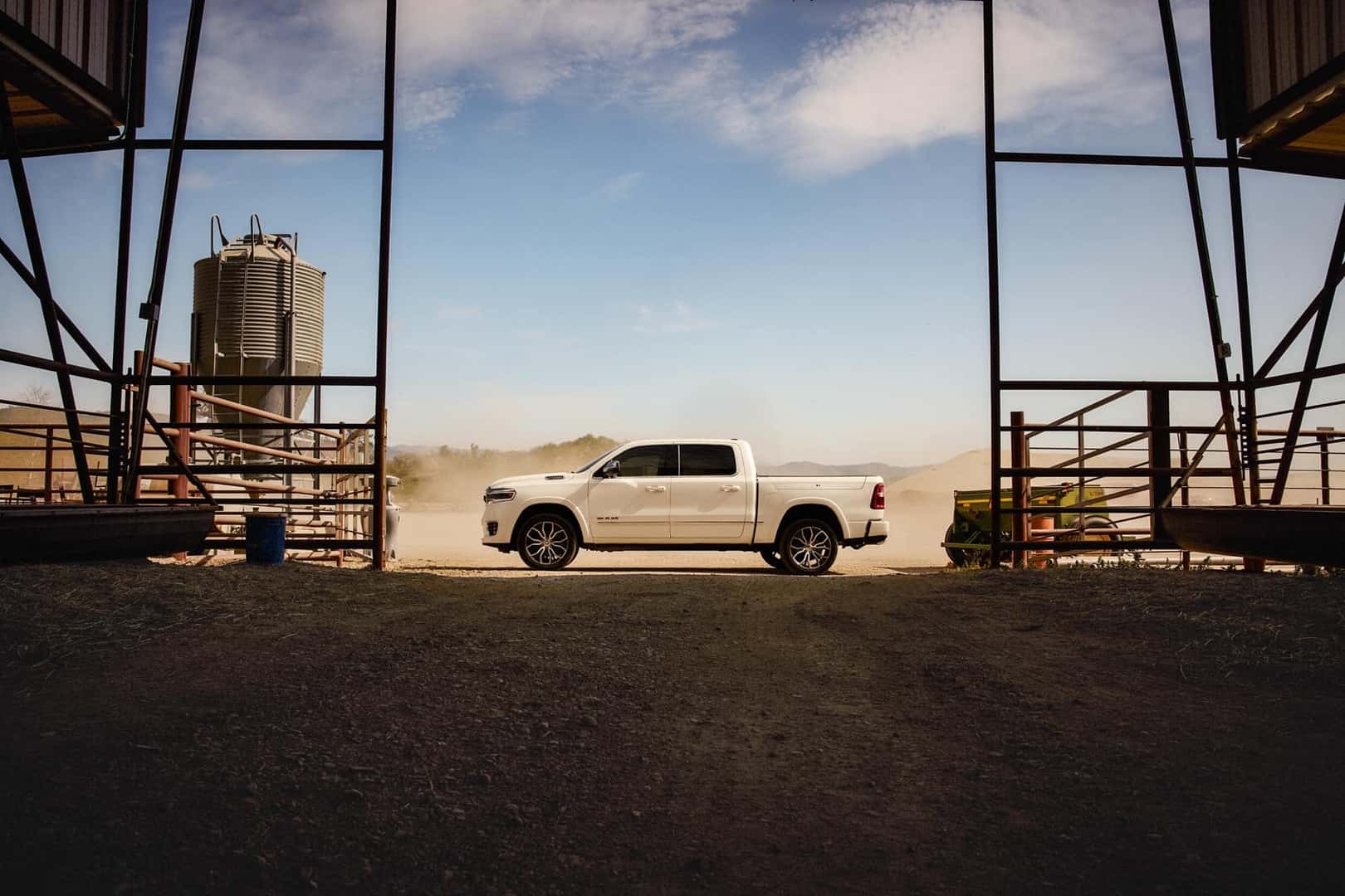 2026 Ram 1500 near a farm building