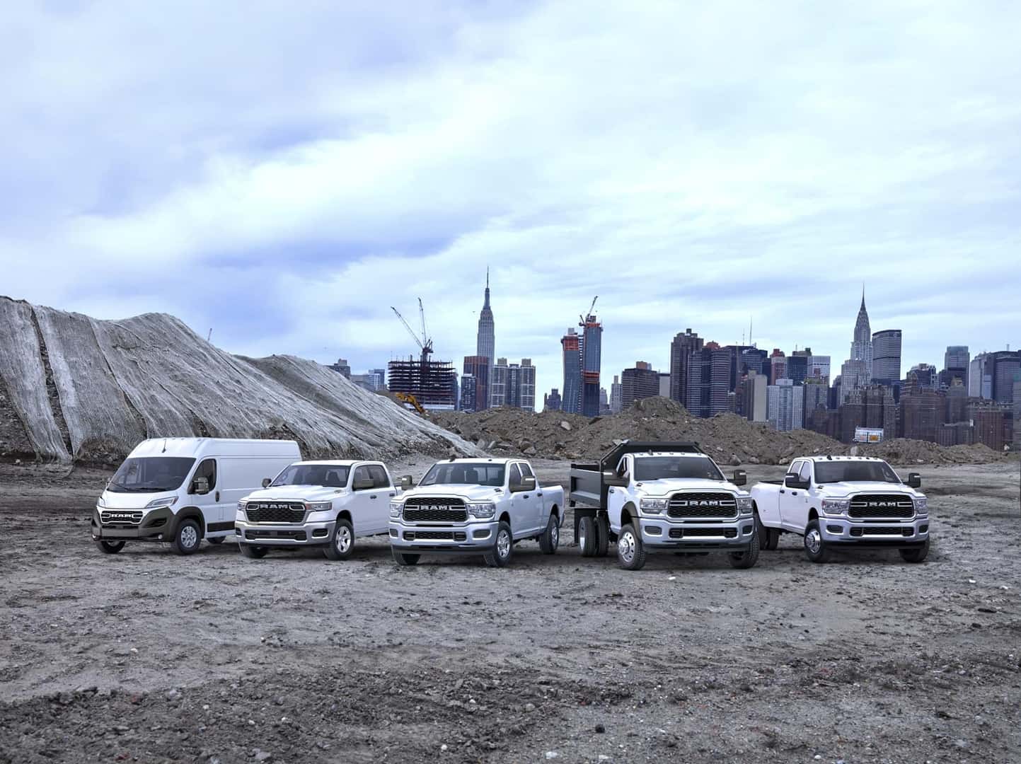 2025 Ram trucks lineup with multiple color options