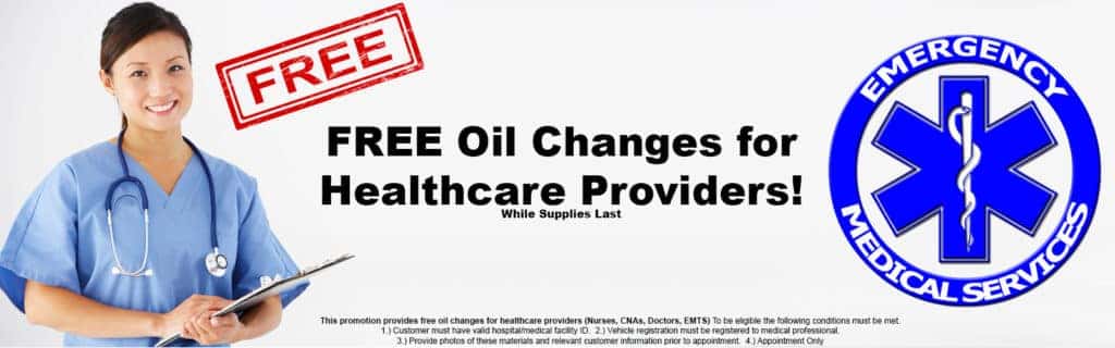 FREE Oil Changes for Healthcare Providers