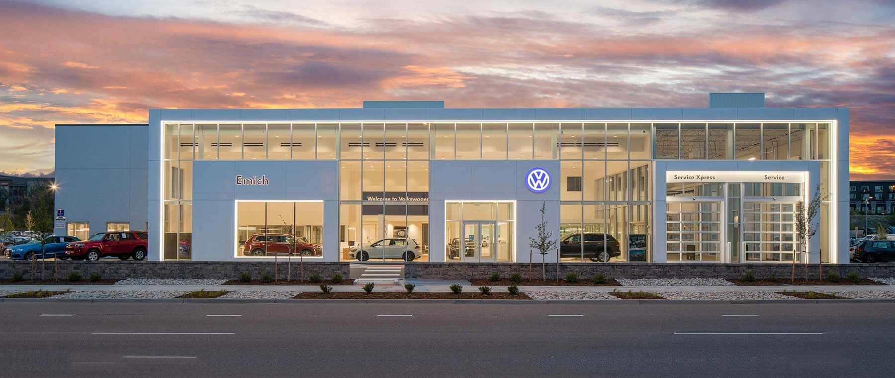 Emich Volkswagen dealership exterior in Denver, CO