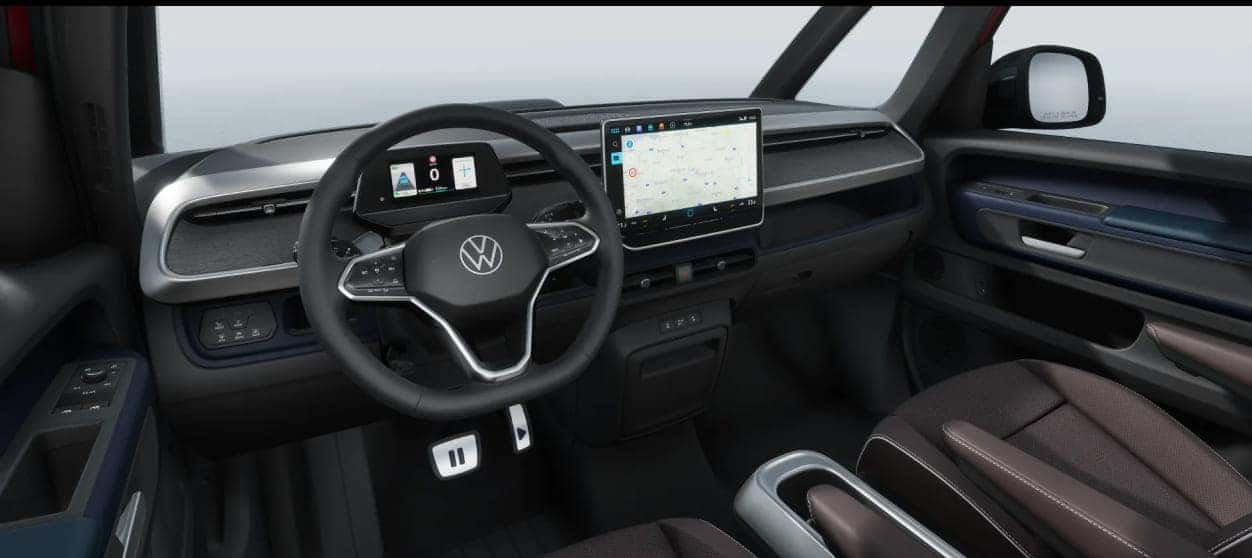 ID. Buzz Pro S Plus with 4MOTION interior with a sleek steering wheel and a digital dashboard.