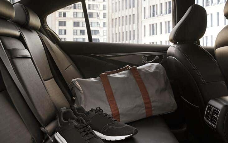 2020 INFINITI Q50 Interior A gym bag in the back of a 2020 INFINITI Q50