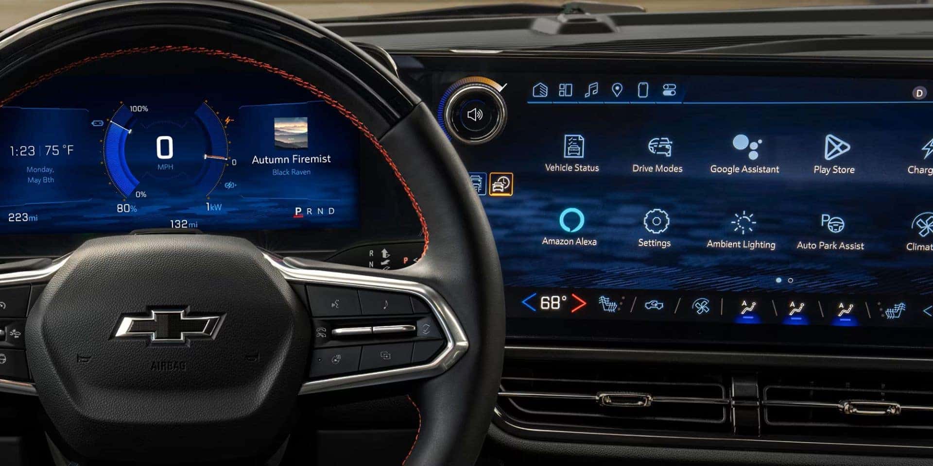the front interior technology of a 2024 chevy equinox ev