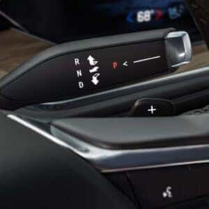 close up of shifters on steering wheel