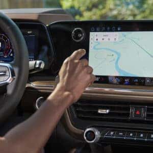 a close up of the infotainment screen showcasing navigation