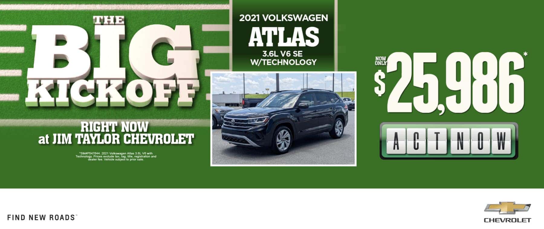 2021 Volkswagen Atlas 3.6L with Technology $25,986