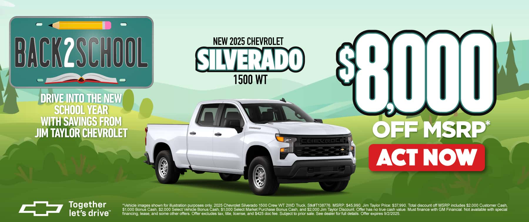 New 2025 Chevrolet Silverado 1500 WT (White) "$8,000 Off MSRP* LINK TO VEHICLE (please use a white stock image)"