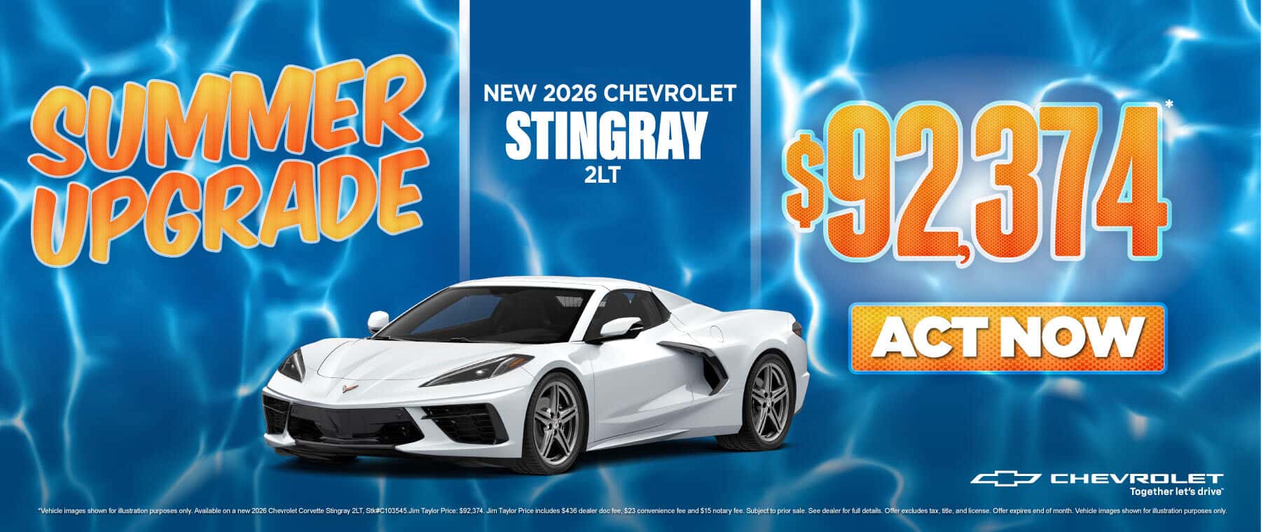 New 2026 Chevrolet Corvette Stingray 2LT $92,374*